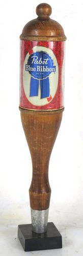 1971 Pabst Blue Ribbon Beer Red Turned Wood Tap Handle 