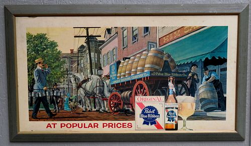 1967 Pabst Blue Ribbon Beer (P - 513) Delivery Wagon Sign 