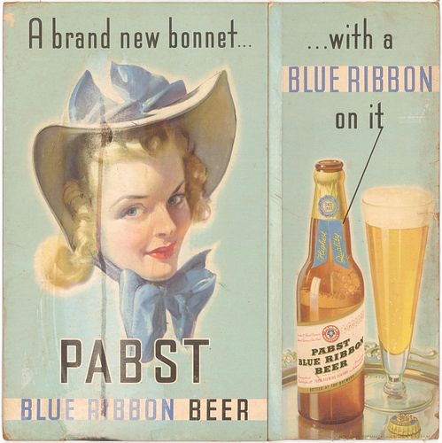1940 Pabst Blue Ribbon Beer Easel Back Sign 