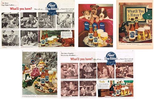  Lot of 5 1951 Pabst Beer "What'll You Have?" Magazine Ads 