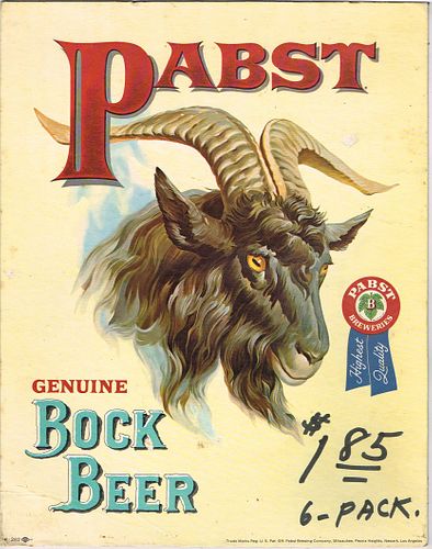 1957 Pabst Bock Beer (4 - city) Easel-Back Cardboard Sign 