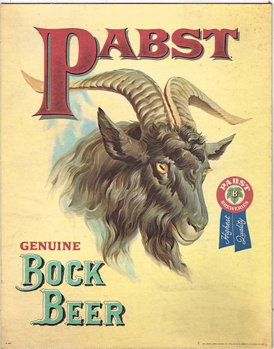 1972 Pabst Bock Beer (5 - city) Easel - Back Sign 
