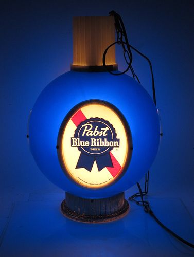 1967 Pabst Blue Ribbon Beer Swag Light Plastic - Faced Illuminated Sign 