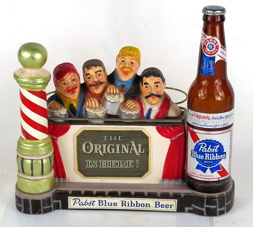 1960 Pabst Blue Ribbon Beer Barbershop Quartet Foam Scraper Holder 