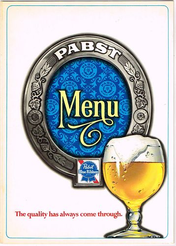 1975 Pabst Blue Ribbon Beer Menu Cover 