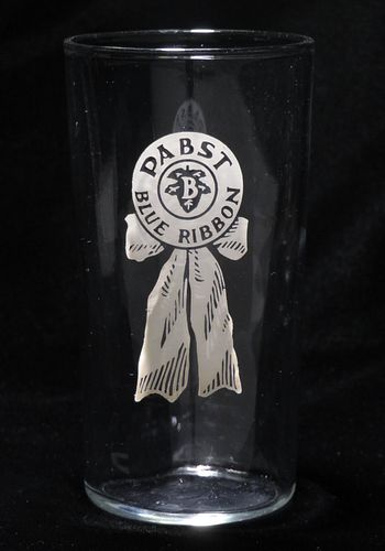 1933 Pabst Blue Ribbon Beer 4½ Inch Tall Straight Sided ACL Drinking Glass 