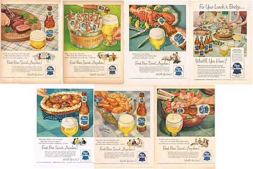 Lot of 7 1954 Pabst Beer "What'll You Have?" Magazine Ads 
