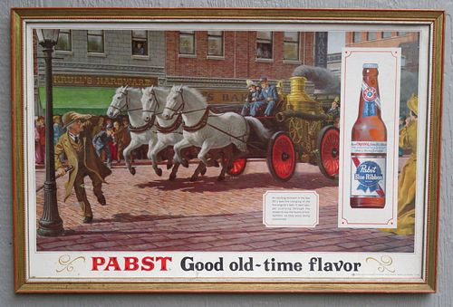 1967 Pabst Blue Ribbon Beer (P - 604) Fire Engine Sign 
