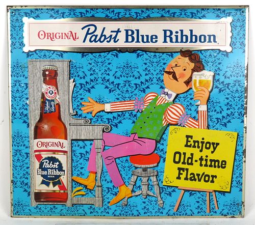 1964 Pabst Blue Ribbon TOC Tin Over Cardboard Sign 