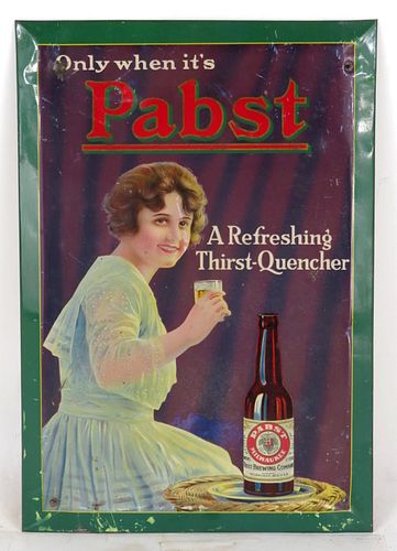 1922 Pabst Cereal Beverage TOC Tin Over Cardboard Sign 