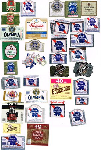 1980 Dozens of 1970s - 90s Pabst Brewery Beer Labels 