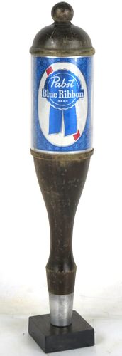 1971 Pabst Blue Ribbon Beer Blue Turned Wood Tall Tap Handle 