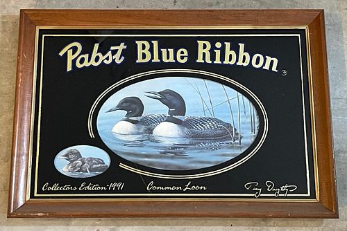 1991 Pabst Blue Ribbon Beer COMMON LOON Bar Mirror 