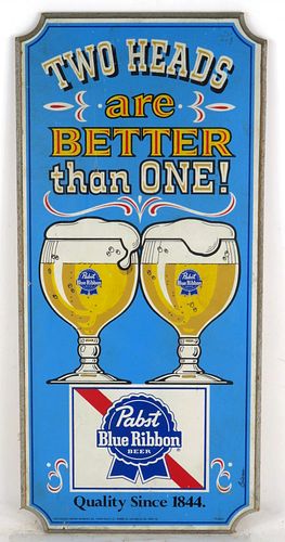 1971 Pabst Beer Wooden Plaque "Two Heads" Wooden Sign 