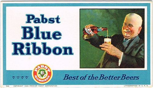 1933 Pabst Blue Ribbon Beer Ink Blotter 