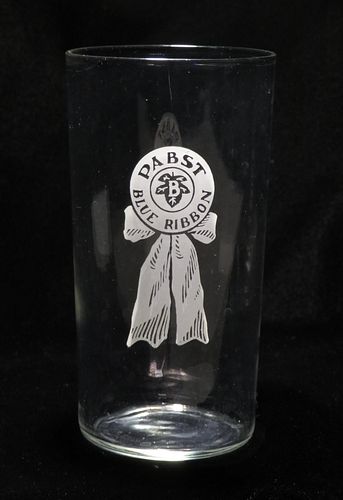 1933 Pabst Blue Ribbon Beer 5 Inch Tall Straight Sided ACL Drinking Glass 