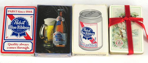 Lot of 4 1970s - 80s Pabst Beer Decks of Cards 