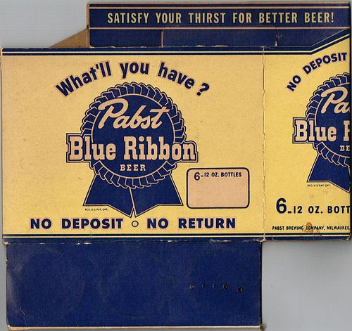 1951 Pabst Blue Ribbon Beer Bottle Six Pack Holder 