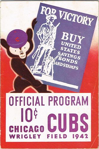 1942 Chicago Cubs/St. Louis Cardinals Baseball Program (Pabst Ad On Reverse) Booklet 