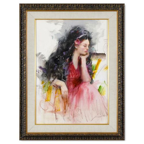 Pino (1939-2010), "Spanish Flare" Framed Original Oil Study on Board, Hand Signed with Certificate of Authenticity.