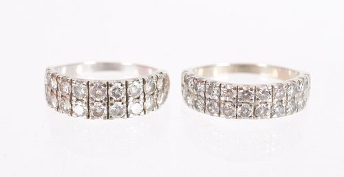 A 14k White Gold and Diamond Ring Set