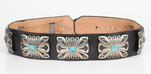 A Vintage Native American Silver Belt