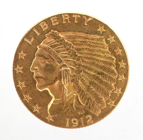 A U.S. 1912 Gold 2 1/2 Dollar Coin