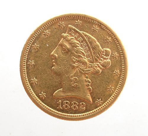 1882 U.S. Gold Five Dollar Coin