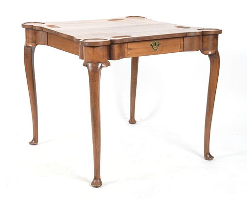 Queen Anne Style Walnut Card Table