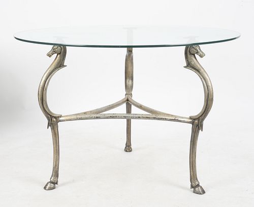 Silvered Iron Figural Horse Form Center Table