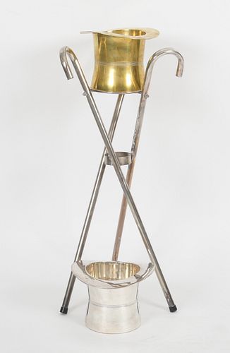 Brass & Silverplate Top Hat Champagne Coolers