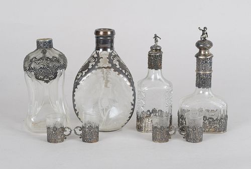 A Group of Continental Silver Mounted Glass