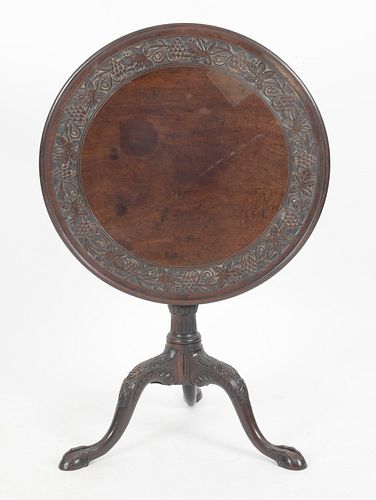 George III Carved Mahogany Tilt-Top Tea Table