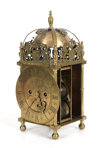 English Brass Lantern Clock, Fusee Movement