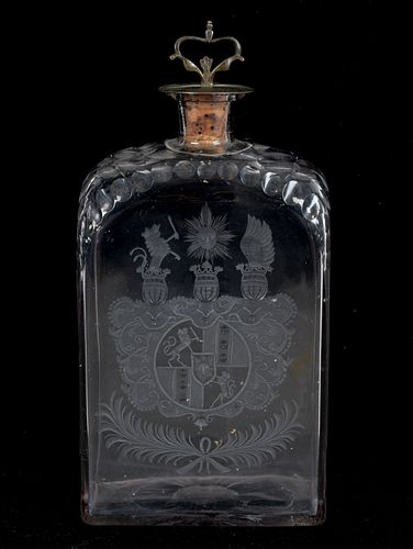 North European Etched and Cut Glass Decanter