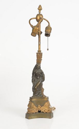 French Gilt and Patinated Bronze Table Lamp