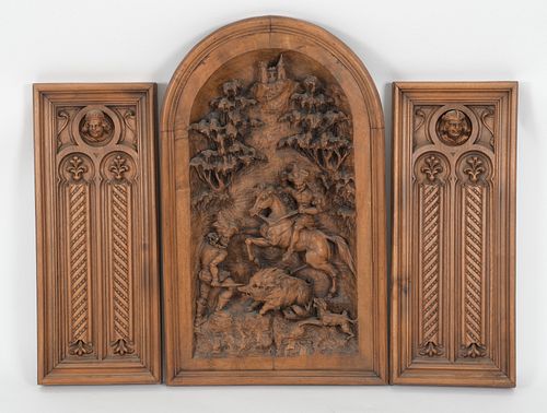 Three Renaissance Revival Carved Walnut Panels
