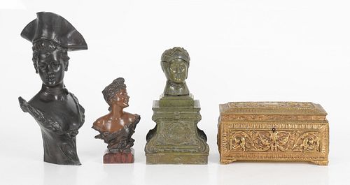 Group of Four Bronze and Spelter Table Articles