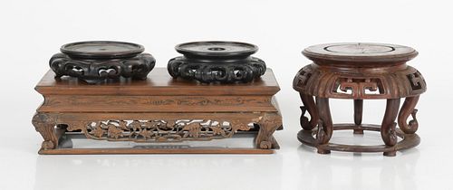 Group of Chinese Carved Wood Stands