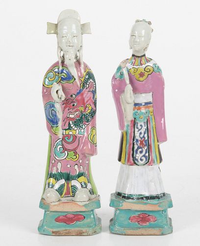Pair of Chinese Porcelain Figures, Qing Dynasty