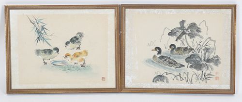 Two Chinese Watercolors, 20th Century.