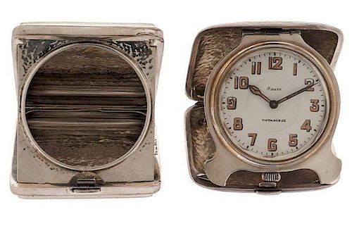 Tiffany & Co. Sterling Silver Eight-Day Travel Clock, PLUS 