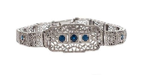 Blue Sapphire Filigree Bracelet in 14 Karat 