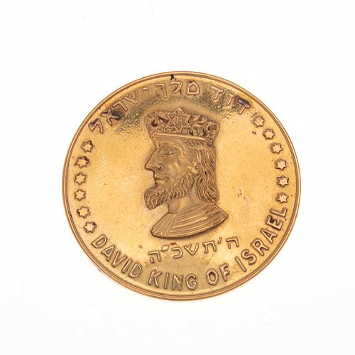Medalla en oro amarillo de 21k. DAVID KING OF ISRAEL. Peso: 43.0 g.