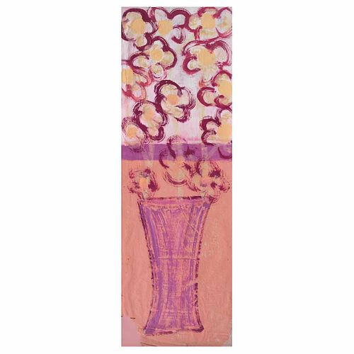 CHUCHO REYES, Flores, Sin firma, Anilina sobre papel de china, 72 x 24 cm, Con certificado
