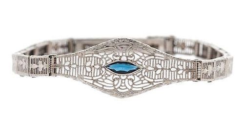 Esemco Bracelet with Sapphire and Filigree in 14 Karat 