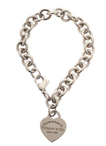 Tiffany & Co. Sterling Silver Link Bracelet with "Return To Tiffany" Heart 