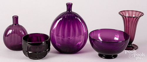 Group of contemporary amethyst glass