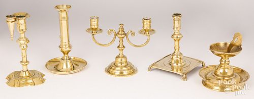 Group of early brass lighting