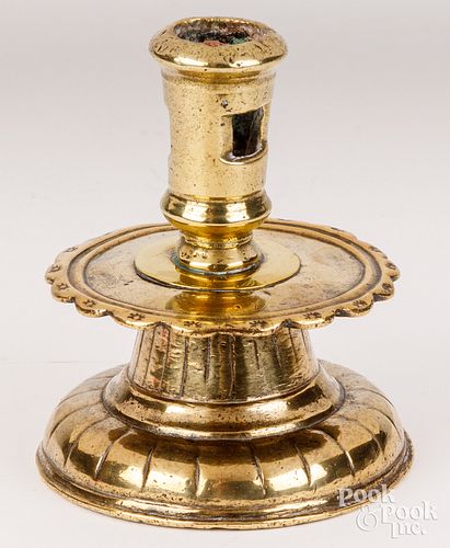 Brass capstan candlestick, 17th c.